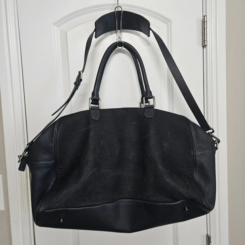 Anderson's Blue Duffle Shoulder Bag Weekender Travel Calf Leather Italy